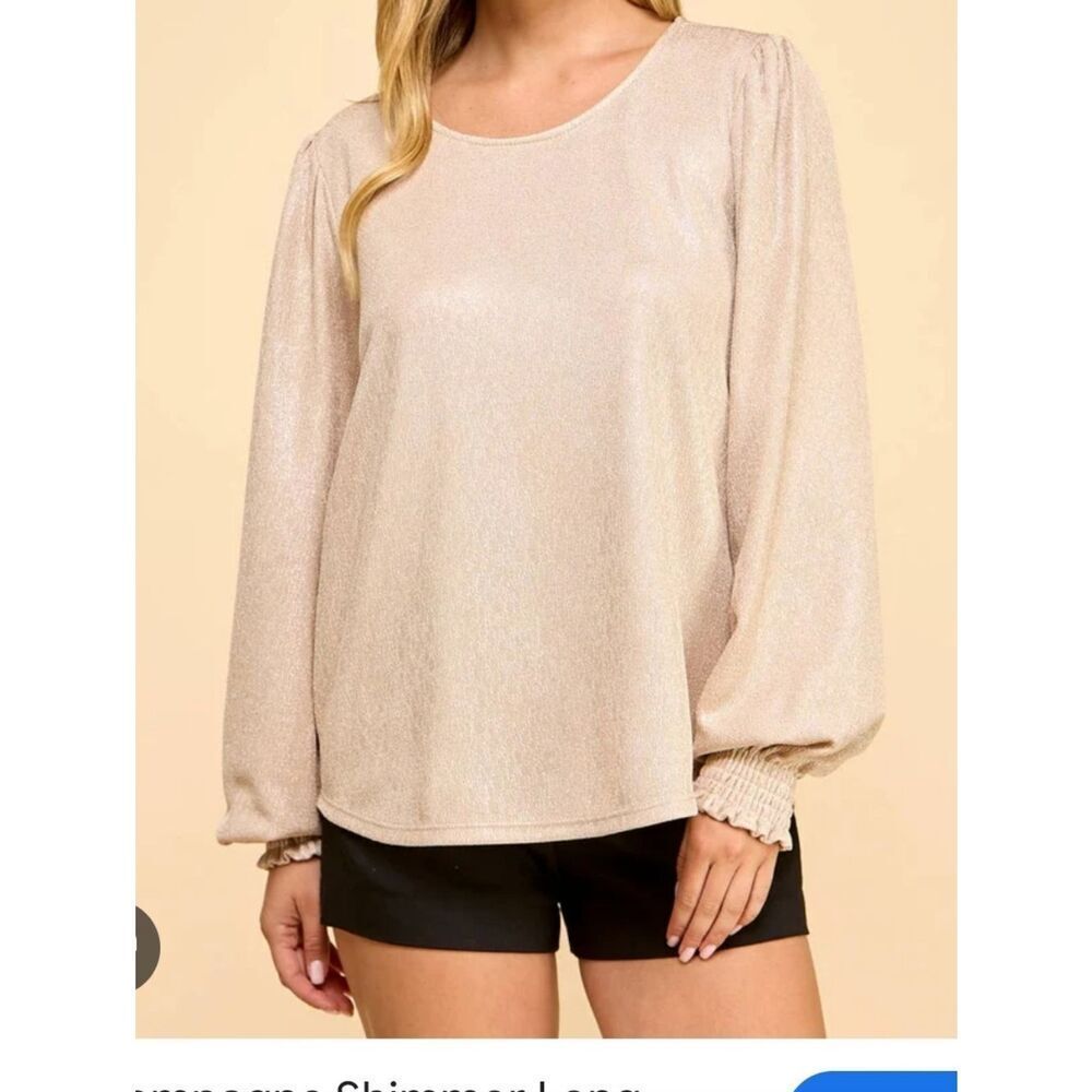 Lafayette 148 S Gold Shimmer Silk Blouse